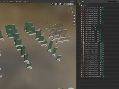 Modular Noise Barrier Set 2 Low-poly 3D model