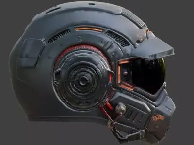Cyber-Industrial Pilot Helmet 3D Model Low-poly 3D model