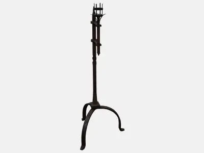 Medieval Torch Low-poly 3D model 16