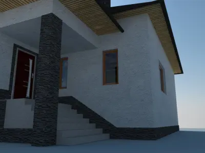 House with shutters Low-poly 3D model