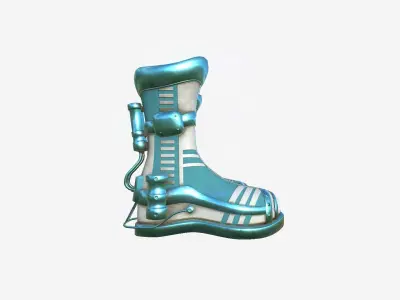 SciFi Boots A07 White Blue - Character Design Fashion Low-poly 3D model