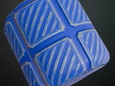 Blue and Dark Tiled Sci-fi Metal Plate PBR Seamless Texture