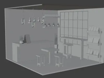 isometric cafe 3D model