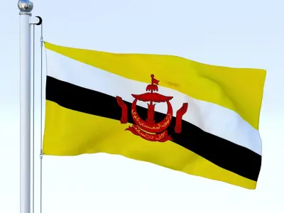 Animated Brunei Darussalam Flag Low-poly 3D model