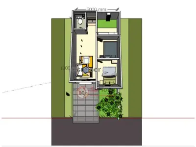 House 5x12m code 423 - Sketchup 3D model