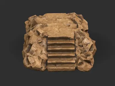 Stairs stone staircase 05 Low-poly 3D model