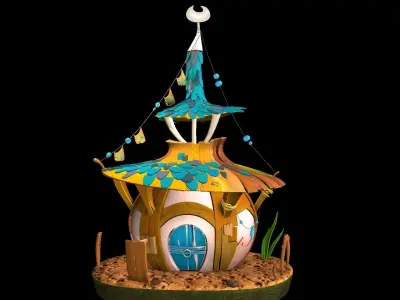 CARTOON HOUSE EXTERIOR BG 01 Low-poly 3D model