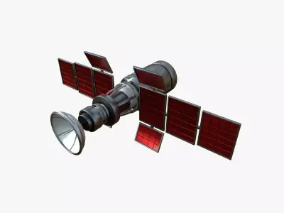 Satellite A04 Steel Red - SciFi Space Design Low-poly 3D model