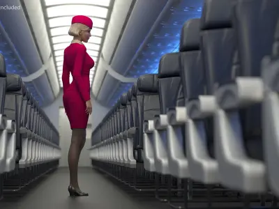 Airline Stewardess Rigged for Maya 