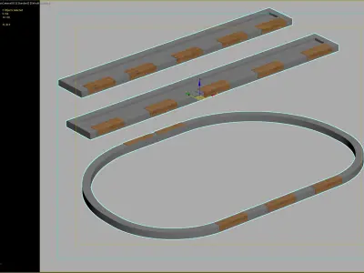 Concrete Bench Set with Integrated Wooden Seating 3D model