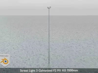 Street Light 3 Galvanized F2 M1 K0 7000mm Low-poly 3D model