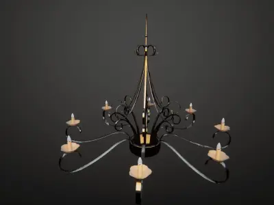 Chandelier made of metal and glass 3D model
