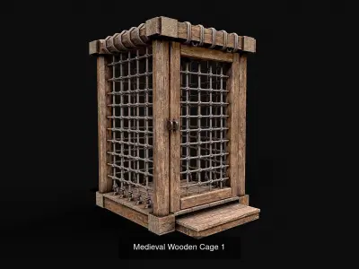 Medieval Wooden Cage Collection 3D Model Pack