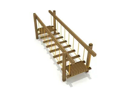  Kids Game Play Equipment 012 Wood Chain Bridge 3D model