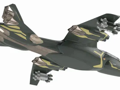 Sci Fi Green Military Fighter Jet 3D model