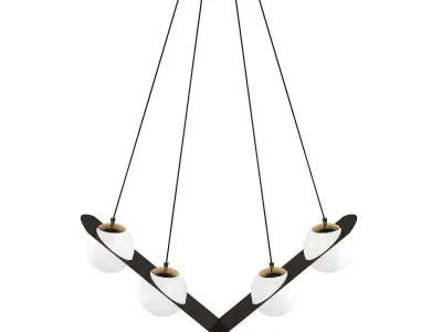 ANGLE chandelier with four glass balls hanging from it 3D model