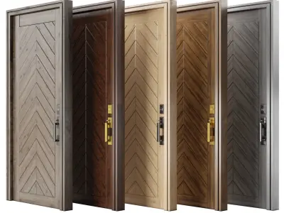 Modern  Wood Door Set 03  Low-poly 3D model