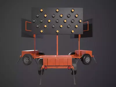 Arrow board traffic trailer Low-poly 3D model