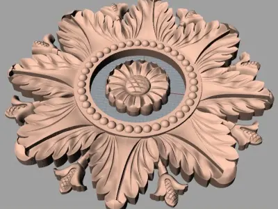Furniture decoration round flower 3D STL model for CNC E917 3D model