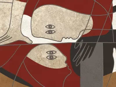 Abstract Dual Faces Mural Texture  Texture