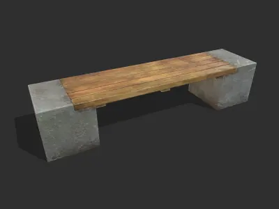 Bench 02 Low Poly PBR Realistic Low-poly 3D model