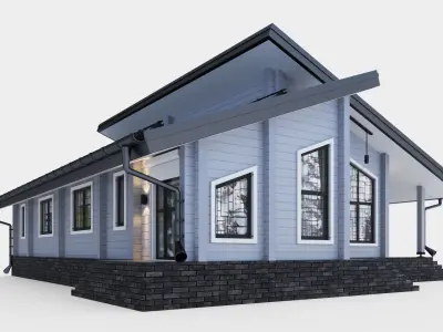 Glued beam house 3D model