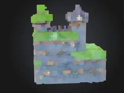 Mosswatch Keep  Voxel Medieval Castle 3D model