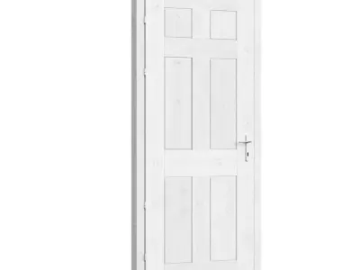 White Door 01  Low-poly 3D model