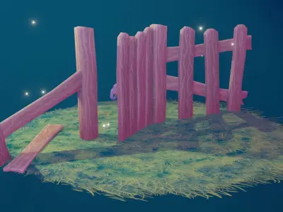 Stylized Fence - Low-Poly Low-poly 3D model