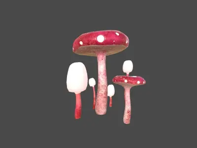 Fantasy Mushroom H03 Red - Scene Backdrop Design Low-poly 3D model