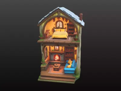 Miniature Dollhouse with Two Separate Floors 3D print model