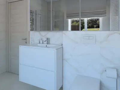 Cozy bathroom with light tiles 3D model purchase