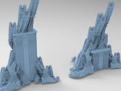 Ancient Stone Tower rock formation 2 Towers 3D model