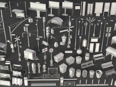 Street Collection 3 - 100 pieces 3D model