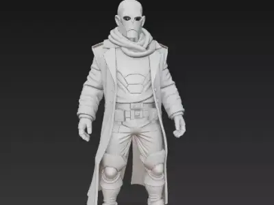 Masked Human Warrior Figurine Sci-Fi Soldier 3D Print Model 3D print model