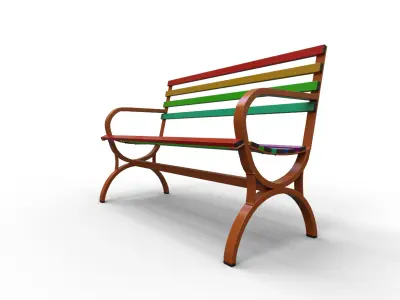 Street Bench Low-poly 3D model