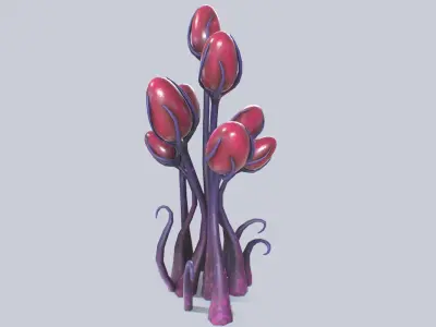 Alien plant Low-poly 3D model