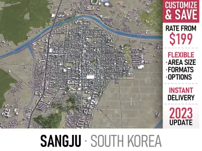 Sangju - 3D City Model Low-poly 3D model
