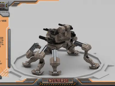 Crawler BattleMech Low-poly 3D model
