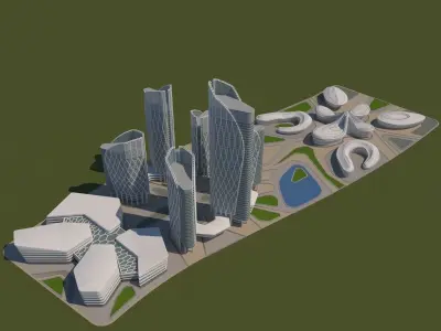 Building futuristic city 3D model