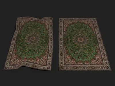 Medieval Green Designed Tapestry  Low-poly 3D model
