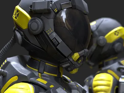 Female Space Suit Black LITE VERSION Low-poly 3D model