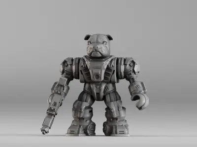 001586 Bulldog Mech Warrior 3D print model