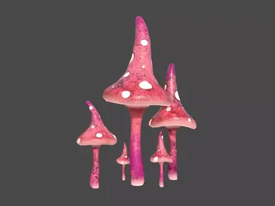 Fantasy Mushroom G03 Red - Scene Backdrop Design Low-poly 3D model