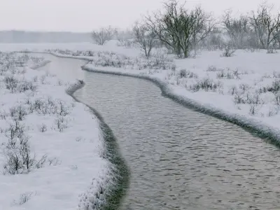 Winter River Generator Low-poly 3D model