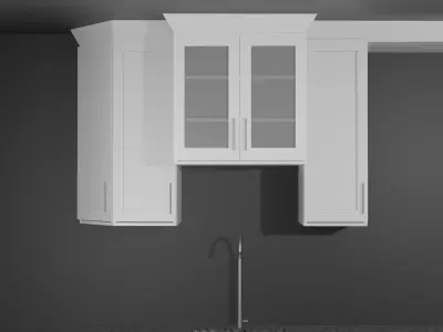 Kitchen set with cabinets and counter tops Free low-poly 3D model