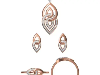 Light wt Ring Earrings Pendant set stl jcd 1-render details 3D print model 13