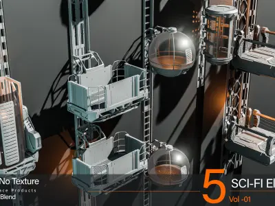 5 Sci-fi Elevator Kitbash VOl 01 3D model