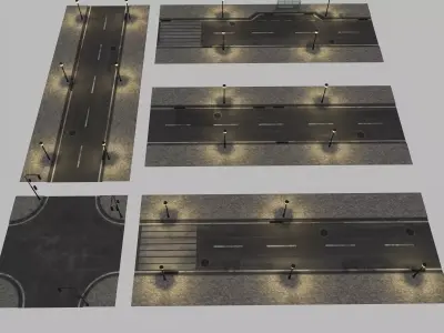 Modular Night City Street Pack Low-poly 3D model