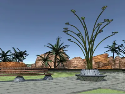 Lamp and Bench 3D model